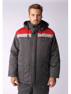 Куртка зимняя Экспертный-Люкс NEW (тк.Смесовая,210), т.серый/красный
