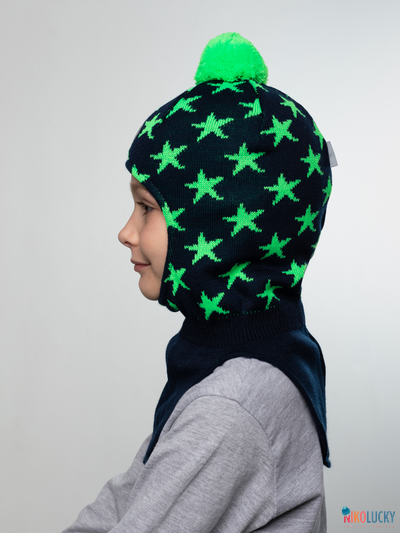 Шапка-шлем 20202-08, цвет темно-синий, салатовый, р. 48-50