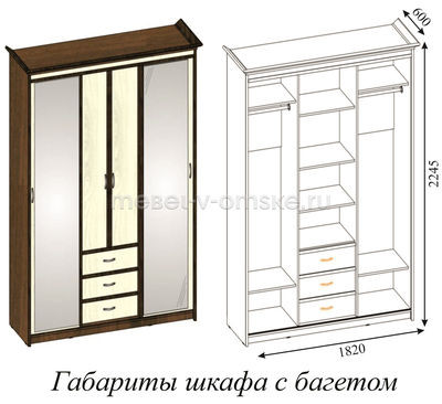 Шкаф-купе Карина 1,7 с 2 зеркалами