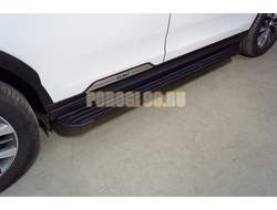 Пороги алюминиевые "Slim Line Black" 1820 мм ТСС для Gac GS8 2.0T 4WD 2019-2021