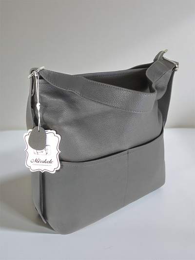 (АРТИКУЛ: 10114/1) СУМКА-МЕШОК ЖЕНСКАЯ, БОЛЬШАЯ, НАТУРАЛЬНАЯ КОЖА, СЕРАЯ, РЕМЕНЬ ЧЕРЕЗ ПЛЕЧО