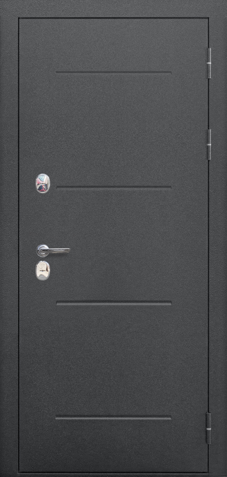Дверь входная 11 см Изотерма Царга Серебро/ Астана Милки черная лакобель