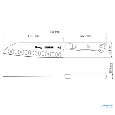 Tramontina Century Нож кухонный 7" - 17,5см. в блистере. 24020/107 (Сантоку)