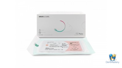 Мононить рассасывающаяся WEGO PGCL USP 5-0, обратно-режущая игла 3/8 16 мм, 75 см, фиолетовая (артикул Q53163V-75)