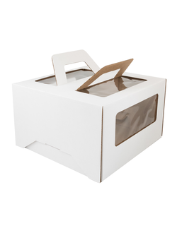 Коробка для торта с ручками с/о (белая, Т22В), 250*250*150мм