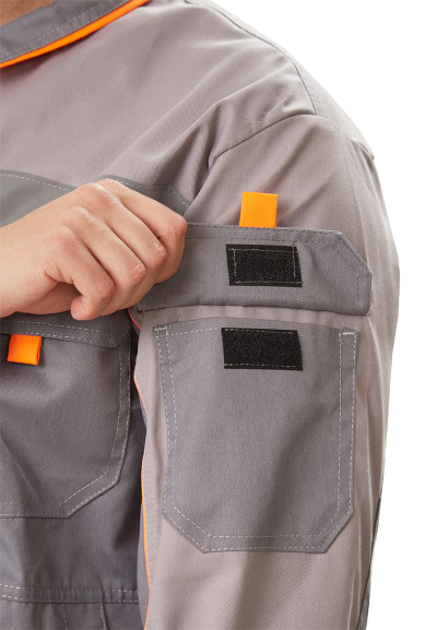 Костюм "РОЛЬФ" куртка/полукомбинезон, цвет: СЕРЫЙ/СВ.СЕРЫЙ, ткань: Твил-210