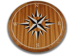 Digital Print of Compass Rose on Mahogany Veneer with Mahogany Edge