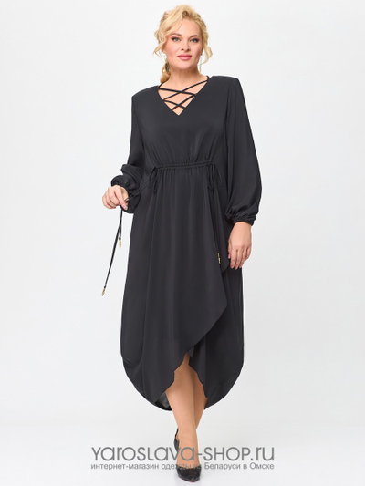 Платье женское из нежного шифона черного цвета