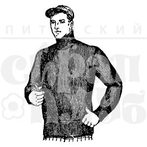 Штамп с мужчиной в кепке и вязаном свитере с высоким горлом