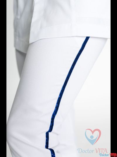 Брюки белые с синими лампасами IvaMED