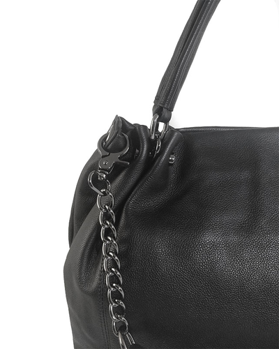 (АРТИКУЛ: 9744/92) СУМКА ЖЕНСКАЯ БОЛЬШАЯ, НАТУРАЛЬНАЯ КОЖА, ЧЕРНАЯ, С ЦЕПОЧКОЙ