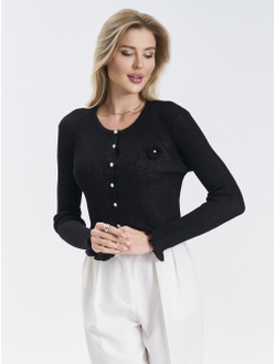 Кардиган вязаный приталенный укороченный на пуговицах