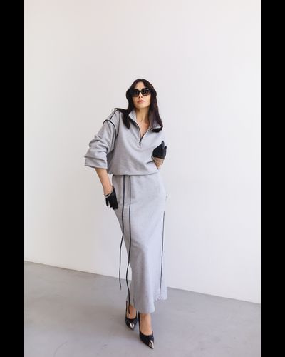 Платье макси из футера (меланж)