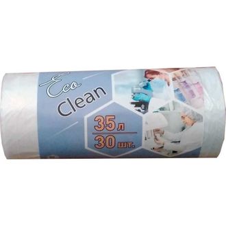 Мешки для мусора ПНД 35л 6мкм 30шт/рул белые 48х55см Ecoclean