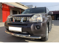 Защита переднего бампера двойная с перемычками d60/42 для Nissan X-trail T31 (2007-2010) (в т.ч. Рестайлинг 2010г.)
