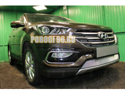 Защита радиатора Hyundai Santa Fe 2015-2018 chrome