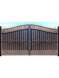 Кованые ворота с поликарбонатом (2070 х 4270)