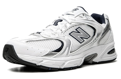 New Balance 530 Metallic White Silver Navy