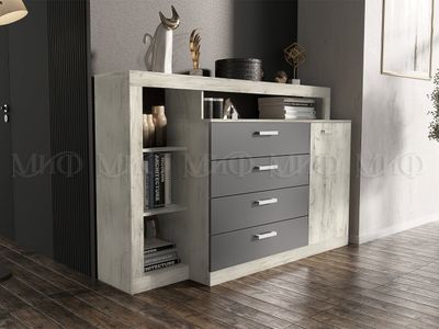 Ангара Комод графит, дуб крафт, Ш1602хВ1040хГ476 мм