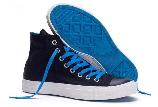 Black and blue converse high tops clearance