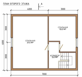 Каркасный двухэтажный дом 94,5 м². Второй этаж