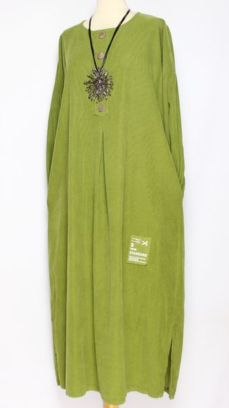 Платье Бохо вельветовое "ПЛАНКА ЗАЩИП ПУГОВИЦЫ" яблоко до р.56