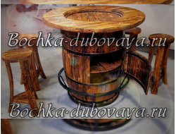 Бар-бочка под старину с комплектом стульев