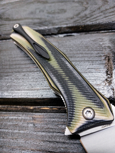 Складной нож Бизон сталь ELMAX, рукоять G10, цвет тайга