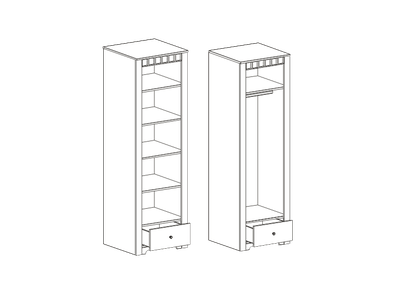 Шкаф однодверный платяной "Прованс" спальня 602х590х1970 Бодега белая / Патина премиум