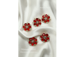 ПУГОВИЦЫ ДЕКОРАТИВНЫЕ СО СТРАЗАМИ, 25 мм. 50 шт. РК-00083. Цвет: Красный