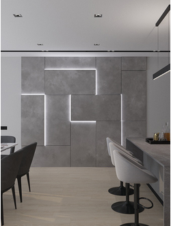 Световые 3D панели имитирующие бетон из МДФ с покрытием "микроцемент"