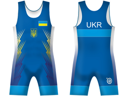 Трико сборной Украины синее blue royal Купить UWW Red singlet 2016 асикс с молниями рио