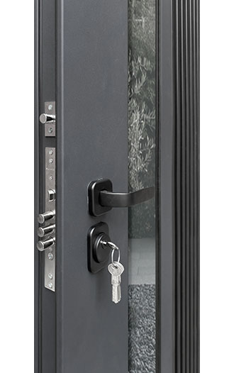 Дверь металлическая "RX-17 Термо, цвет Муар ral 7016, панель - rx-17 цвет ПВХ Белая матовая