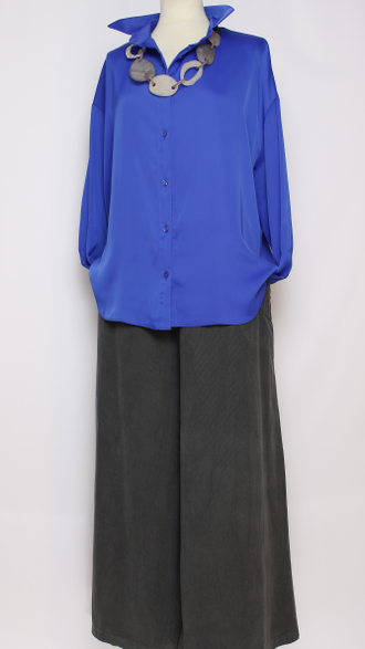 РУБАШКА БОХО "ШЁЛК  КЛАССИКА" синяя р.48,50,54, малахит р.48,50,52,54, фуксия р.48,50,52