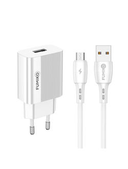 Зарядное устройство FUMIKO CH01 1USB 2.4А c кабелем Micro USB WHITE