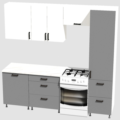 Кухня Эконом 1,8 метра с колонкой (1300х500) Цвет: Белый/Базальт