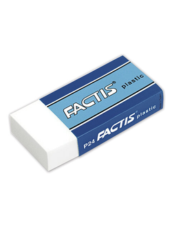 Ластик FACTIS Plastic P 24 (Испания), 50х24х10 мм, белый, прямоугольный, мягкий, CPFP24