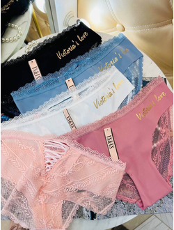 Бесшовные трусы в стиле Виктория Сикрет  3 шт микс цветов