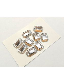 Стразы акриловые пришивные прямоугольник 10*14 мм, цвет белый 01