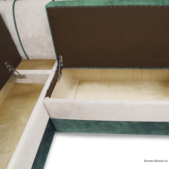 Кухонный Угловой диван "Форум-8" Зеленый/Слоновая кость Левый