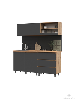 Хелен кухонный гарнитур 1,7м Дуб Крафт золотой/Графит