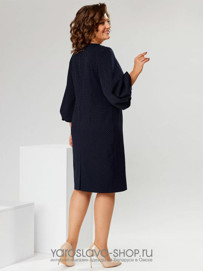 Нарядное женское платье в темно-синем цвете
