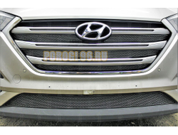 Защита радиатора Hyundai Tucson 2015-2018 (Travel,Prime,Dynamic, High) (4 части) black верх PREMIUM