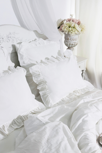 Постельный комплект с оборками "сливочный" (варенный хлопок 100%)