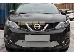 Защита радиатора Nissan Qashqai 2014-2019 chrome с парктроником PREMIUM