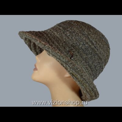 Бежевая женская шляпа с полями вязаная Италия Vizio 6484