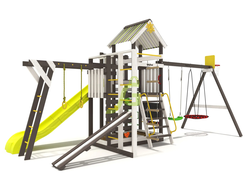 Деревянный игровой комплекс ИграГрад Х4 — комплектация с прямым скатом