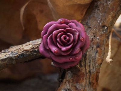 Кольцо "Осенняя роза и хрусталь росы" с капельками