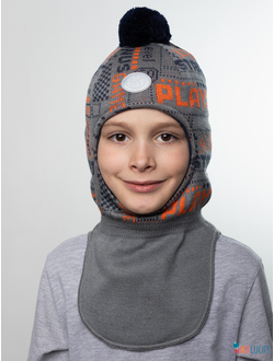 Шапка-шлем  21202-06, цвет темно-серый, оранжевый, р. 50-52