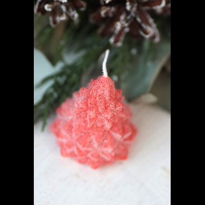 Свеча "Ёлка хрусталь" Алый с блёстками